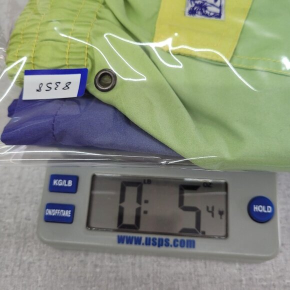 Trunks Swim Bottom Mens M Green/Blue Mesh Lined 6"‎ Logo Stretch Beach Surf Luau - Picture 14 of 14